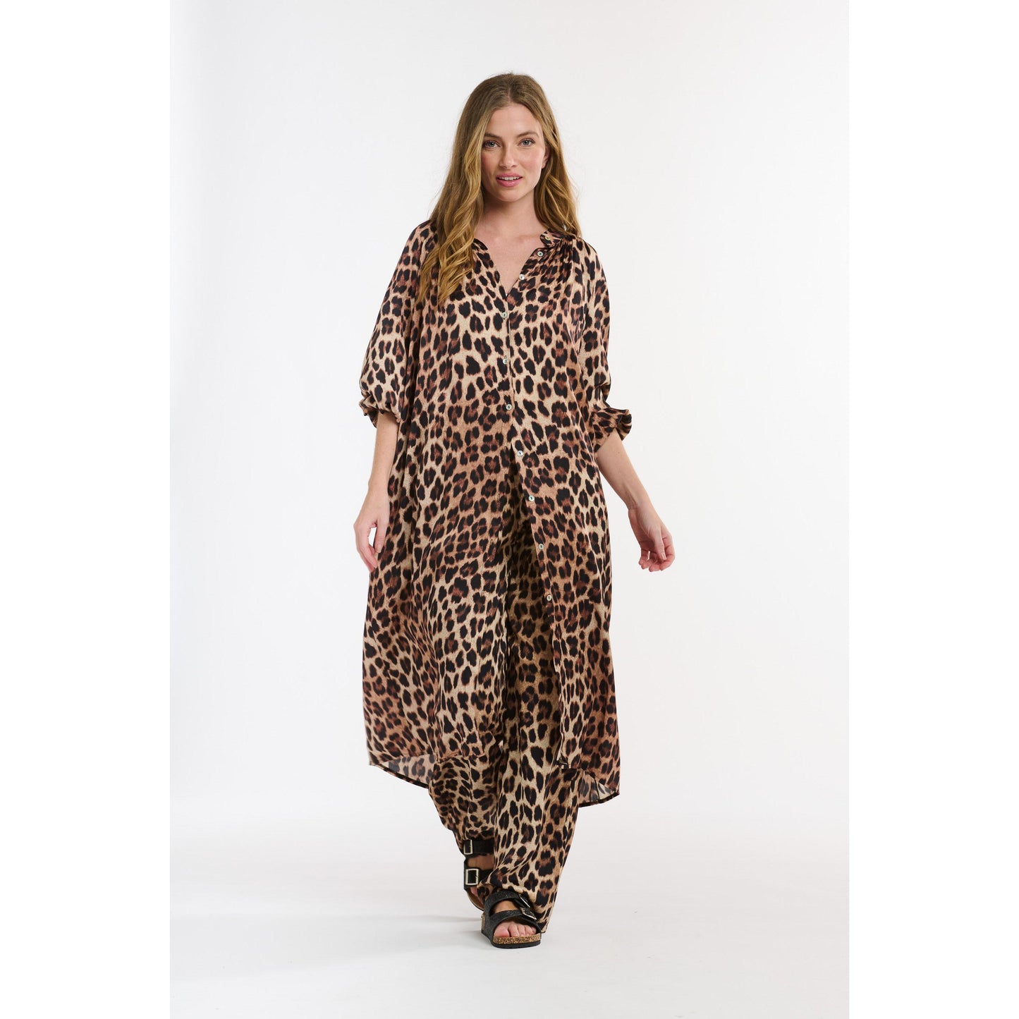 Italian Star The Hills Button Through Dress - Leopard Print