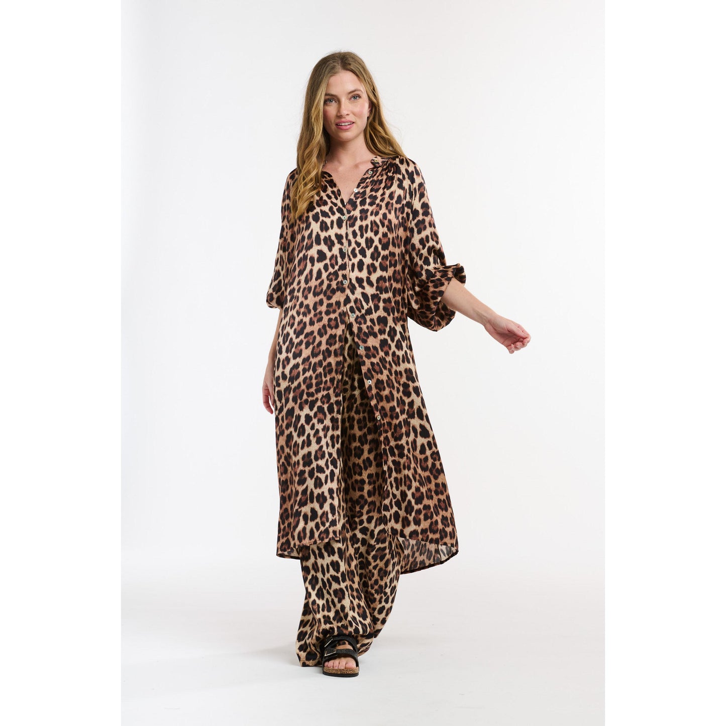 Italian Star The Hills Button Through Dress - Leopard Print