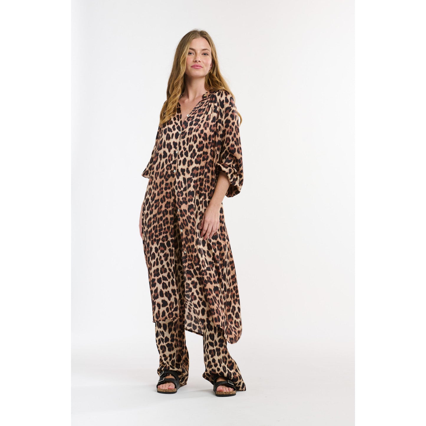 Italian Star The Hills Button Through Dress - Leopard Print