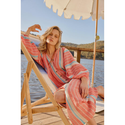 Estilo Emporio El Manto Stripe Dress - Poppy Red Stripe