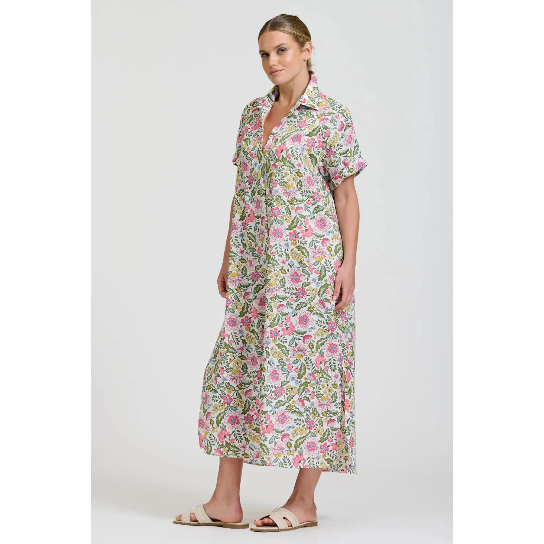 Shirty The Lucy Dress - Passion Flower - White  Shirty Pisces Boutique