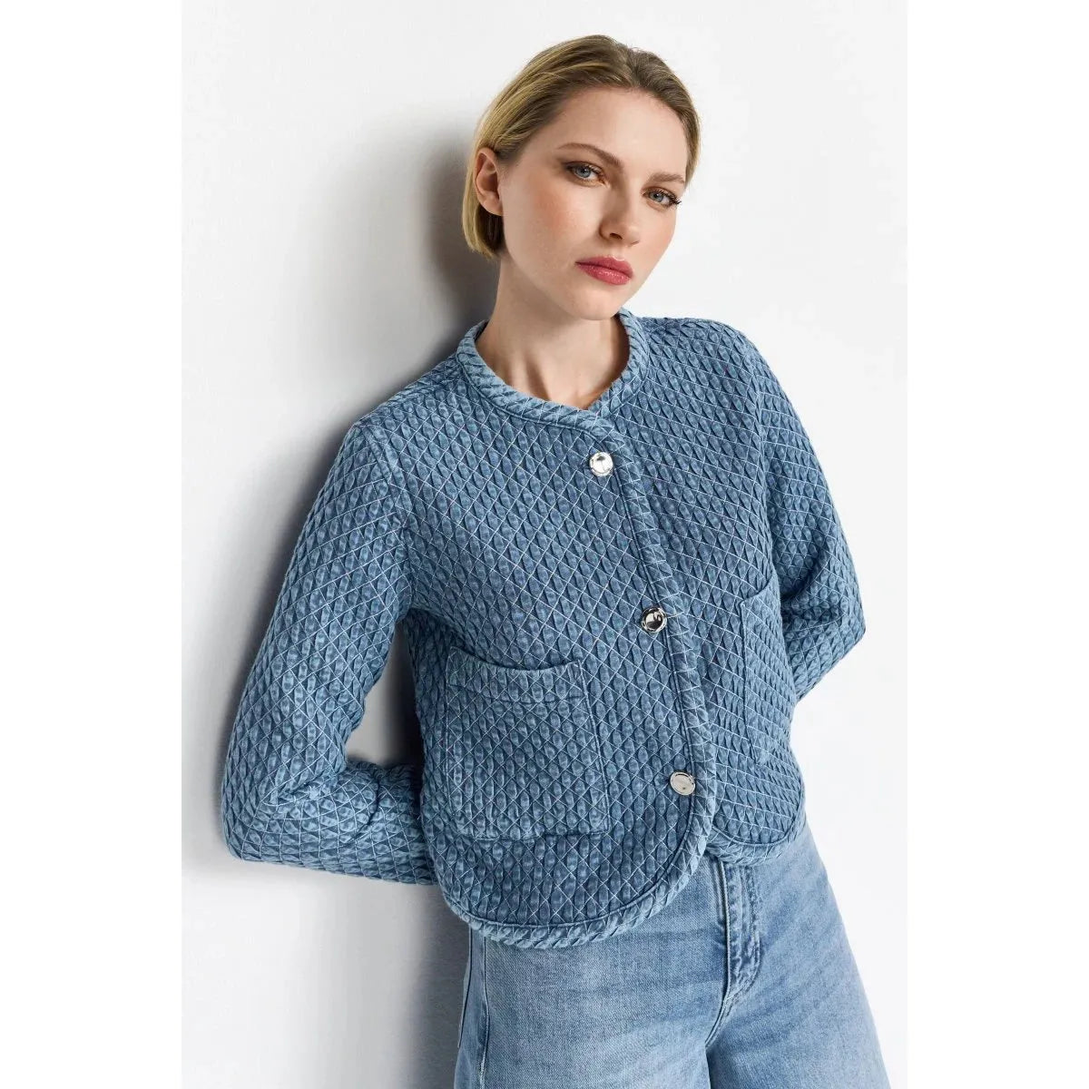 Rich & Royal Quilted Denim Jacket - Denim Blue