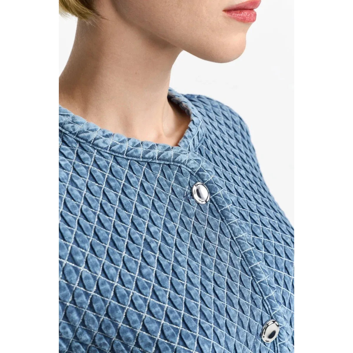 Rich & Royal Quilted Denim Jacket - Denim Blue