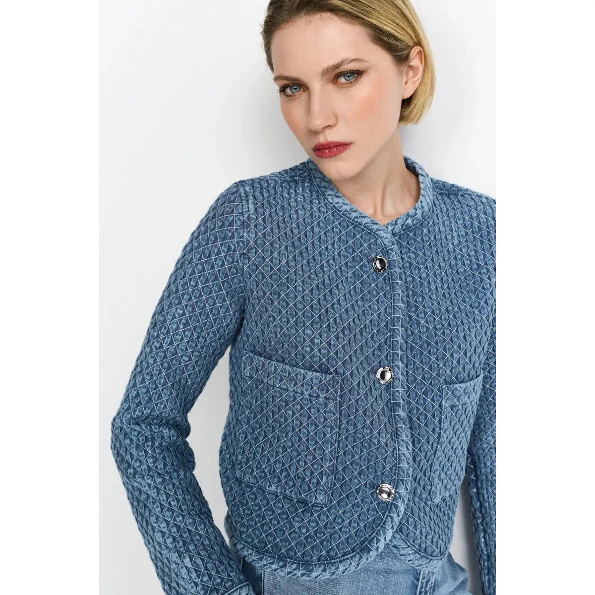 Rich & Royal Quilted Denim Jacket - Denim Blue