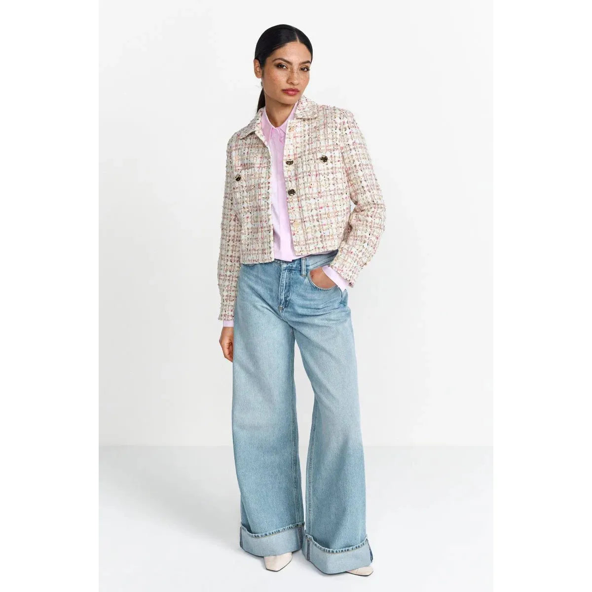 Rich & Royal Short Boucle Jacket - Pearl
