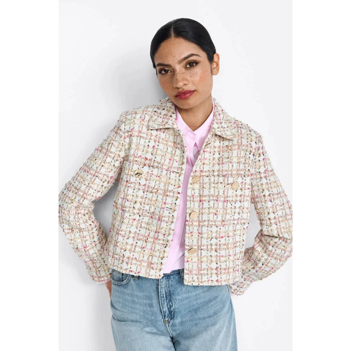 Rich & Royal Short Boucle Jacket - Pearl