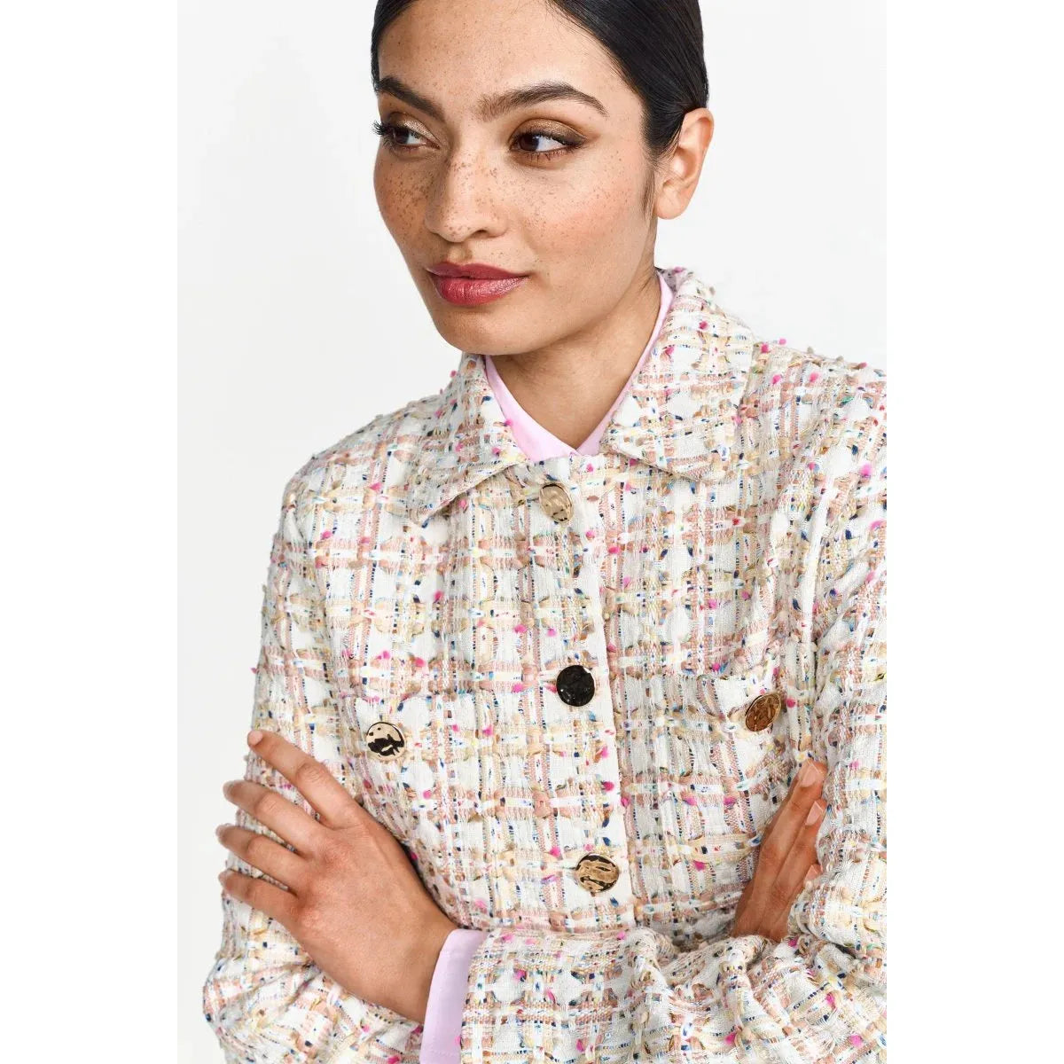 Rich & Royal Short Boucle Jacket - Pearl