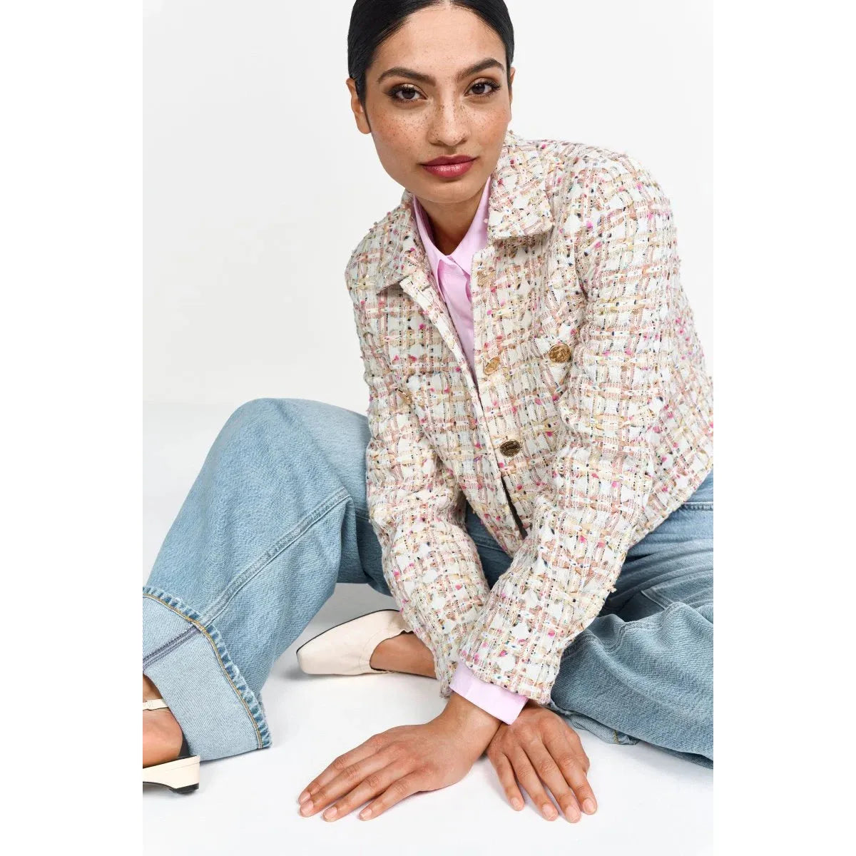 Rich & Royal Short Boucle Jacket - Pearl