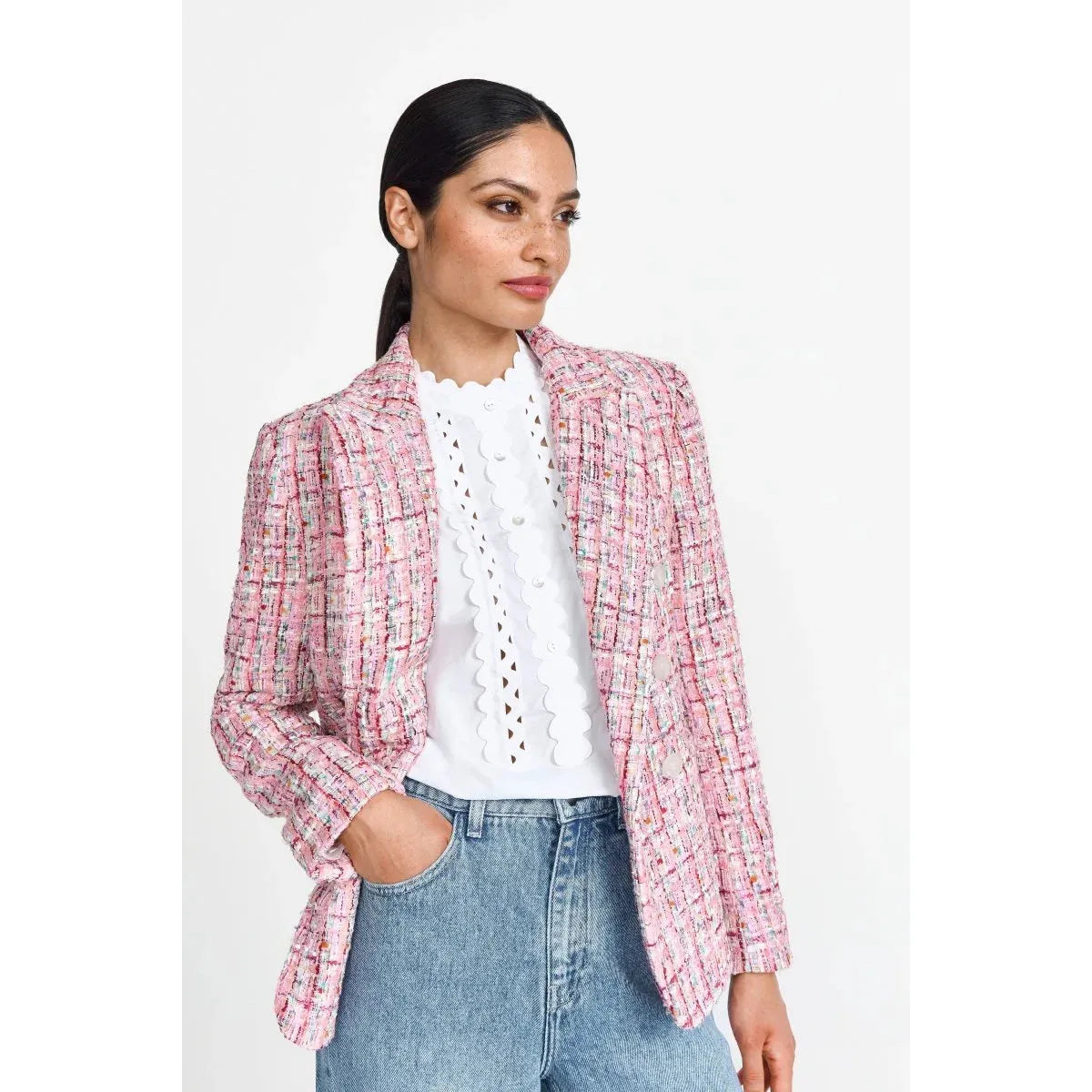 Rich & Royal Boucle Jacket - Bubblegum Pink