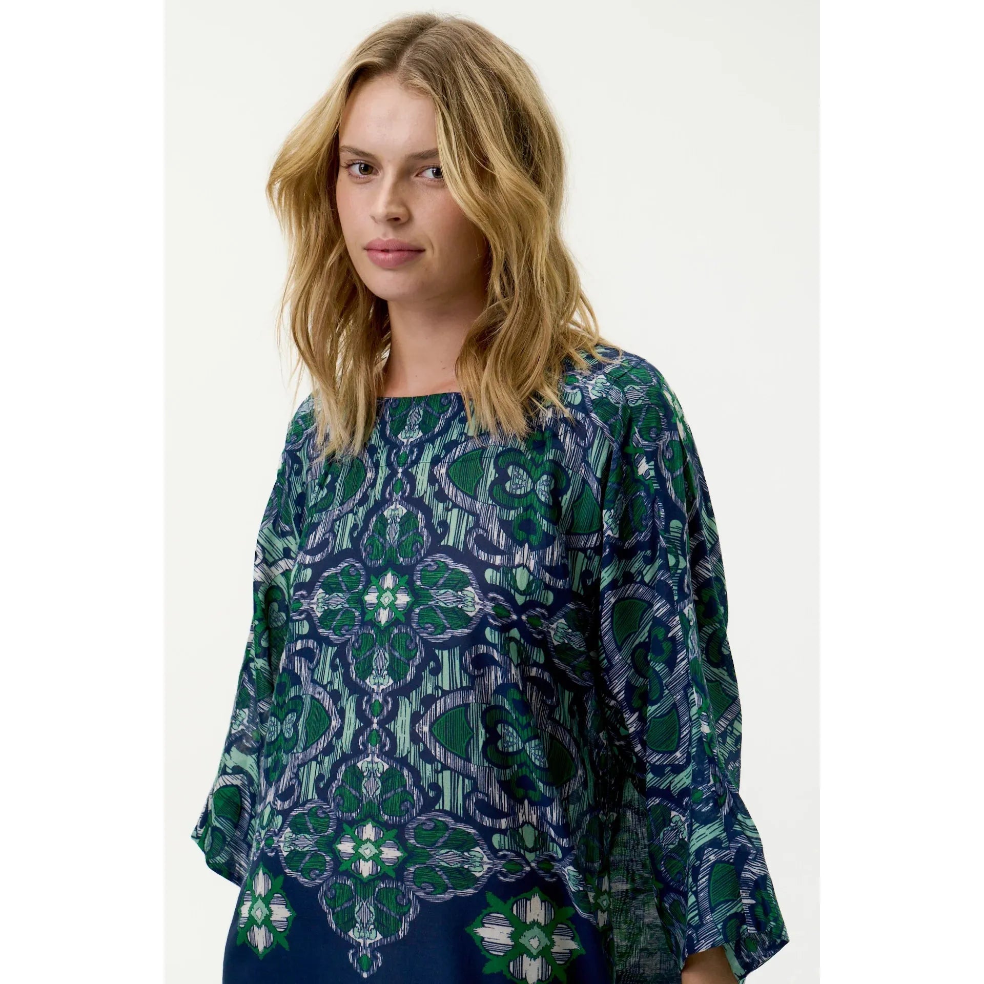 One Season Jackie Print-Isola-Sushi Voile-Navy/Green  One Season Pisces Boutique