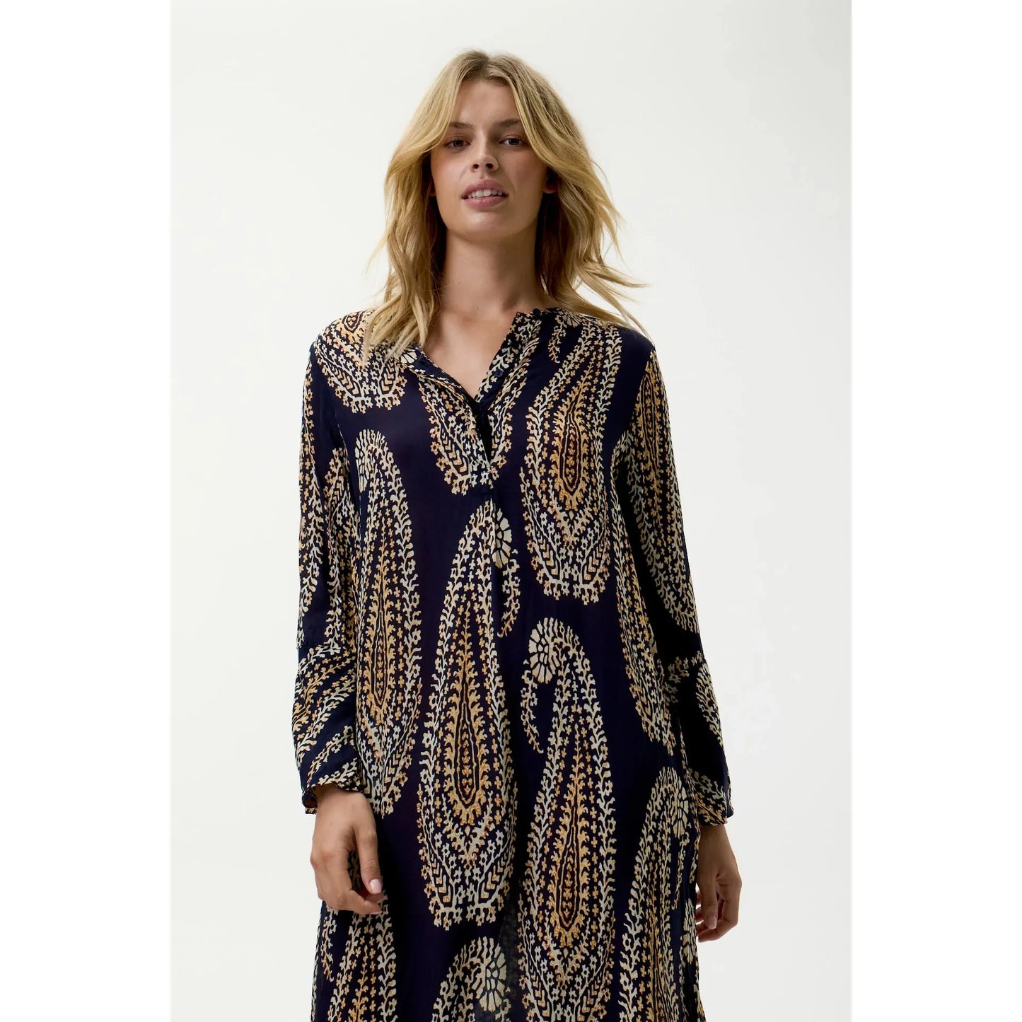 One Season Long Genie - Provence - Viscose - Navy Paisley