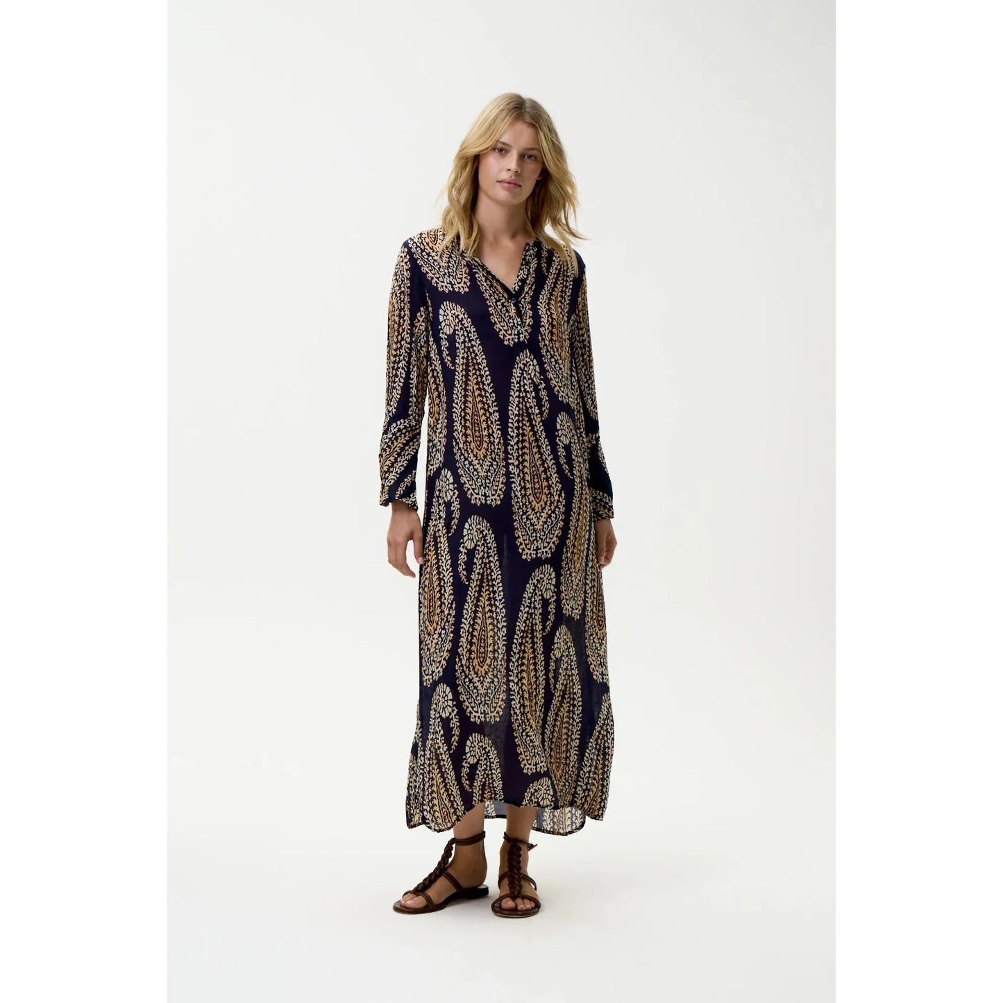 One Season Long Genie - Provence - Viscose - Navy Paisley