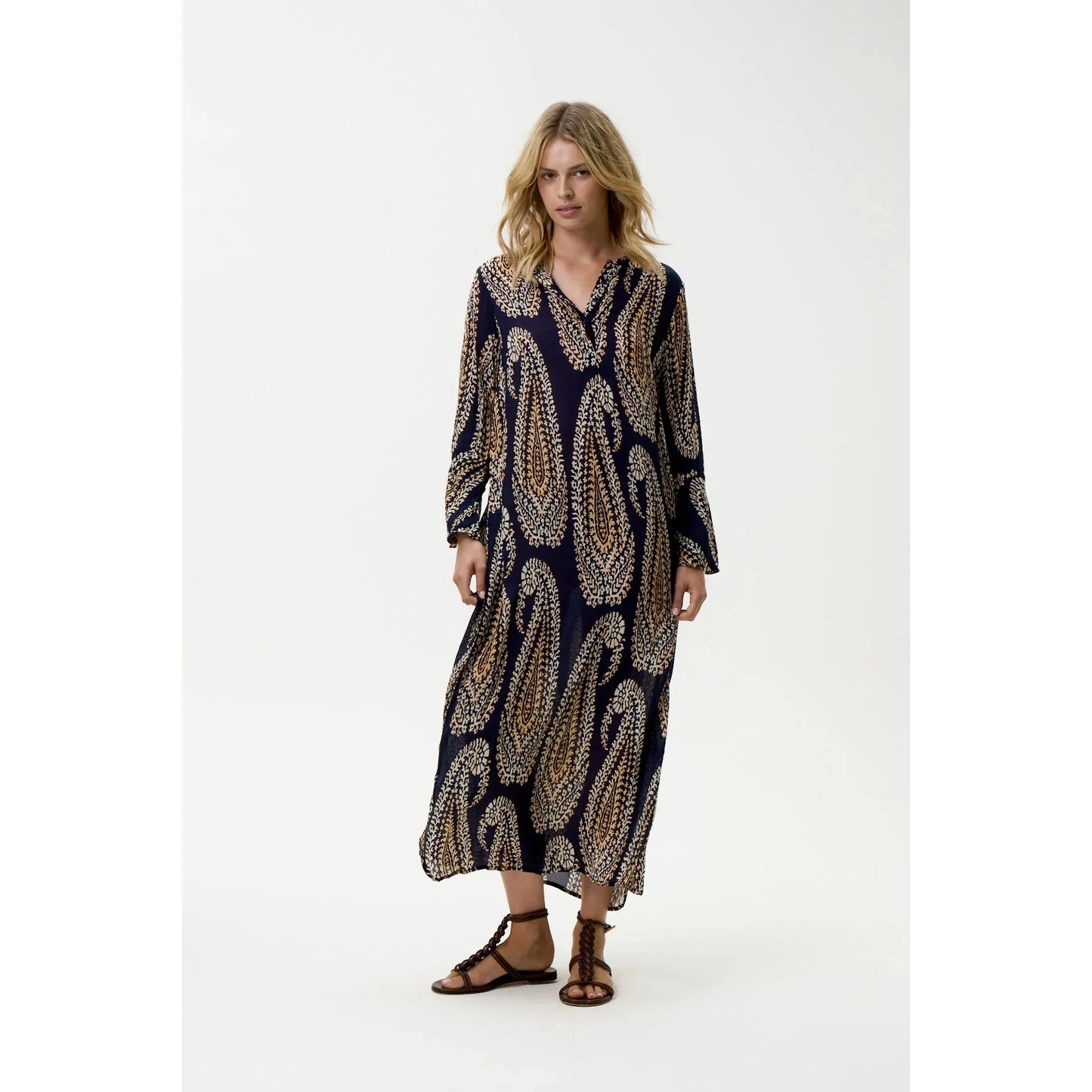 One Season Long Genie - Provence - Viscose - Navy Paisley