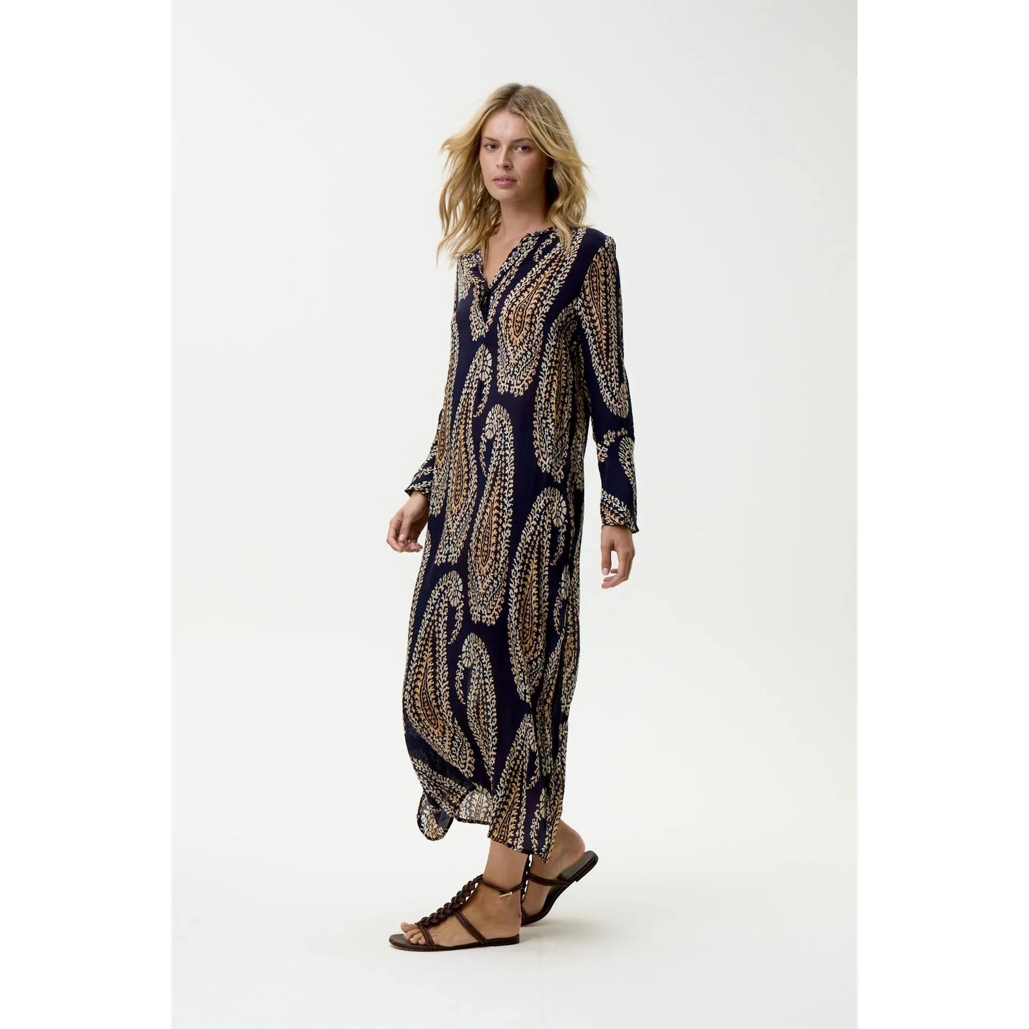 One Season Long Genie - Provence - Viscose - Navy Paisley