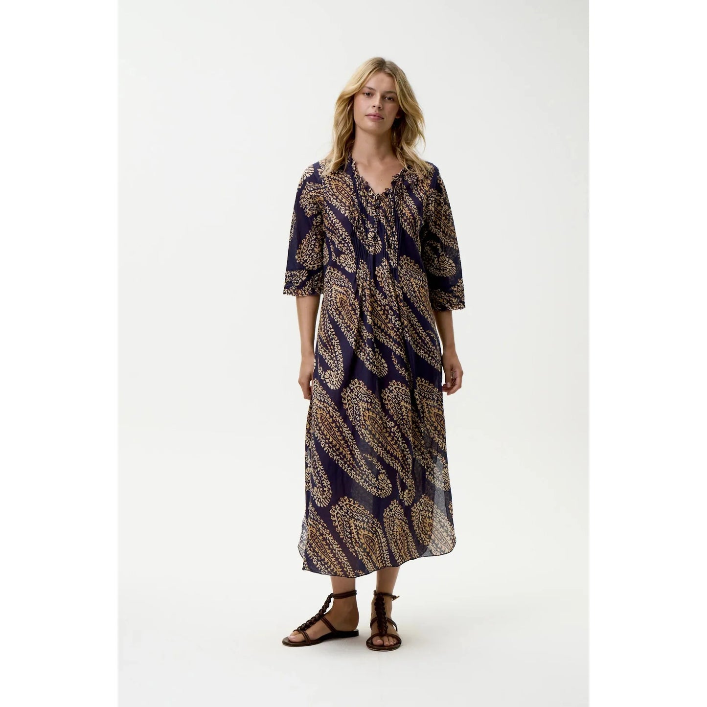 One Season Long poppy - Provence - Cotton - Navy Paisley