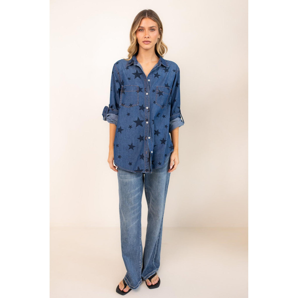Hut Starry Denim Shirt  Hut Clothing Pisces Boutique