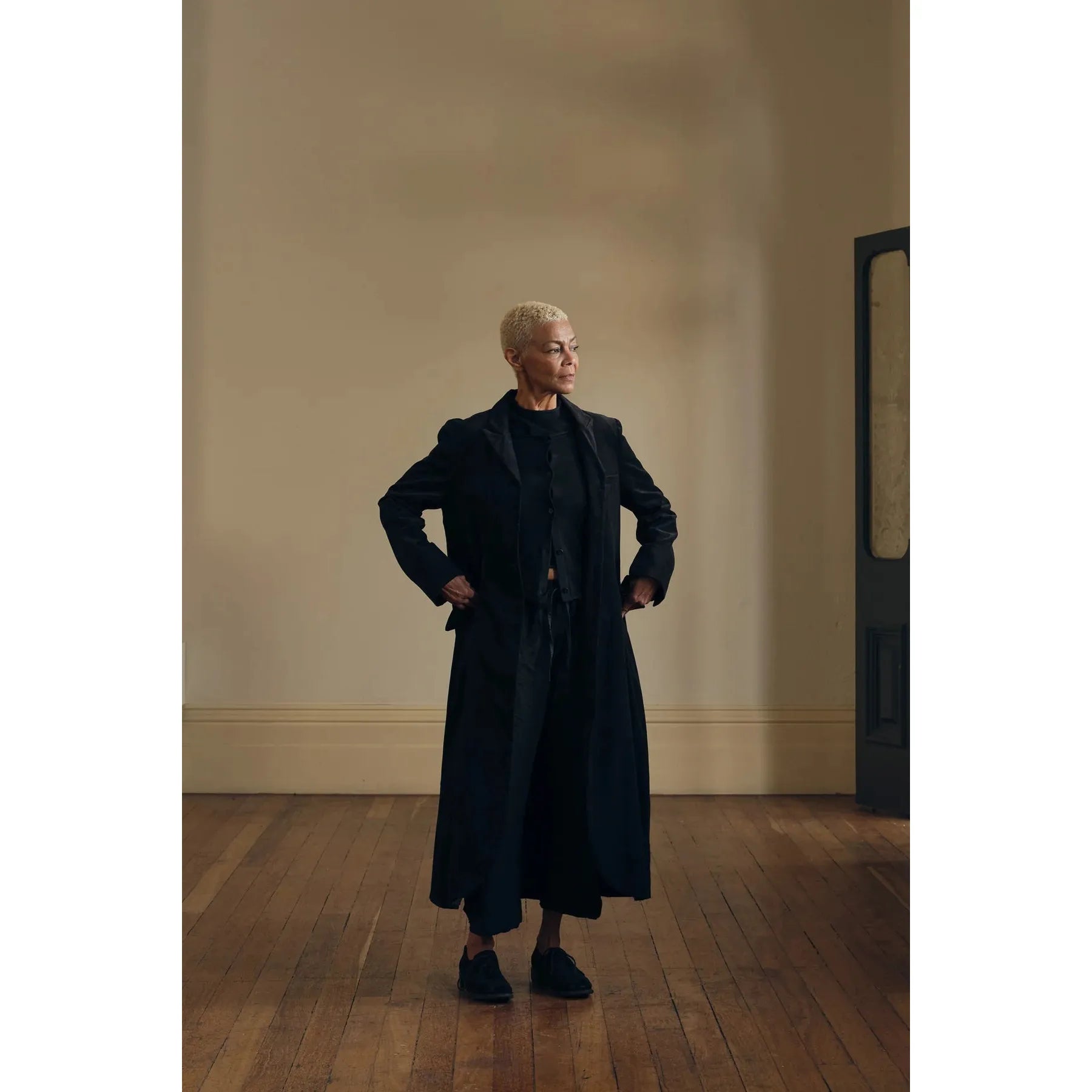 Meg By Design Arc  Coat Cotton Velvet - Black  meg by design Pisces Boutique