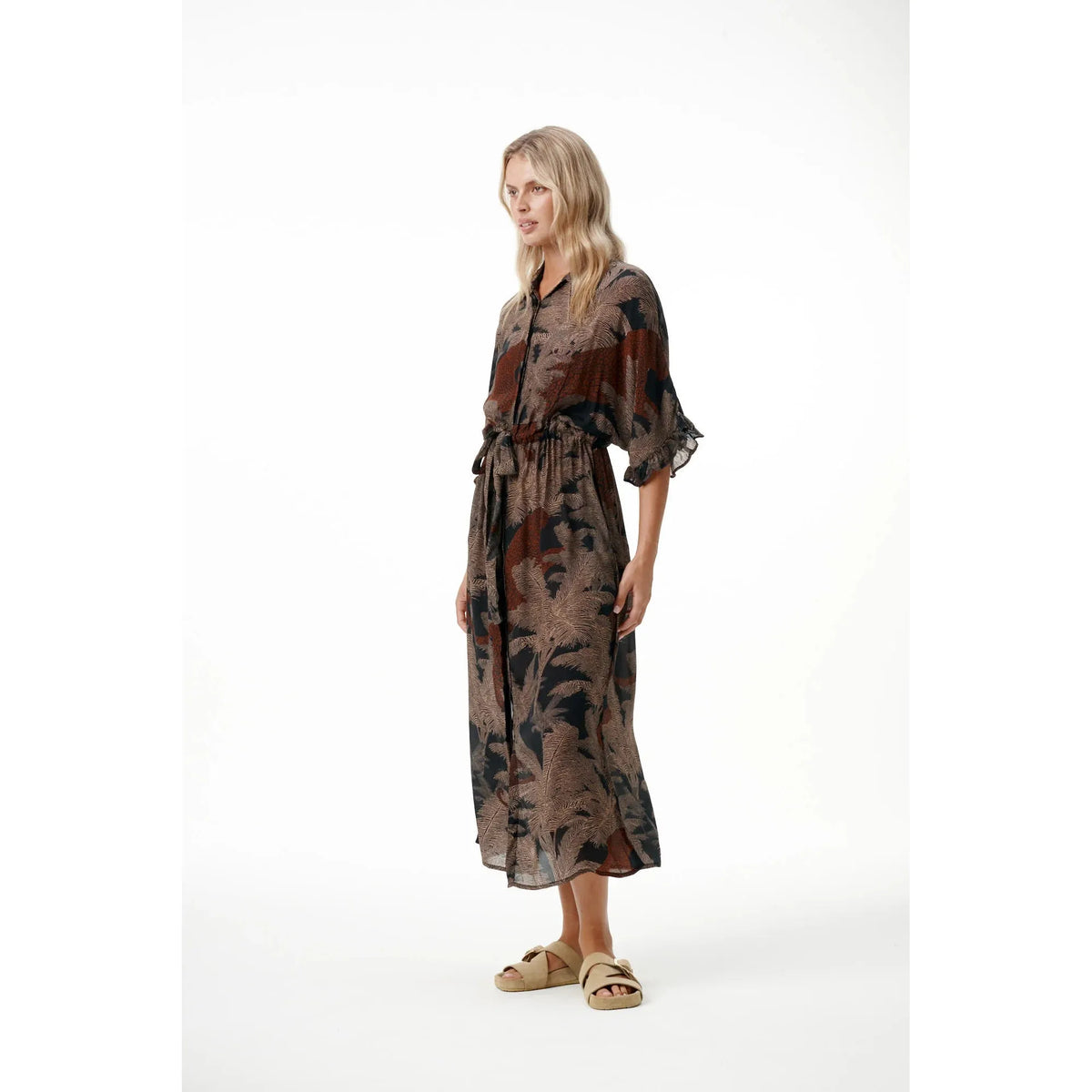One Season Jasmine - Palm Safari - Black / Camel