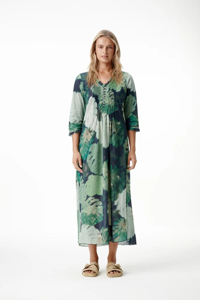 One Season Long Poppy Monstera Night - Cotton - Green  One Season Pisces Boutique
