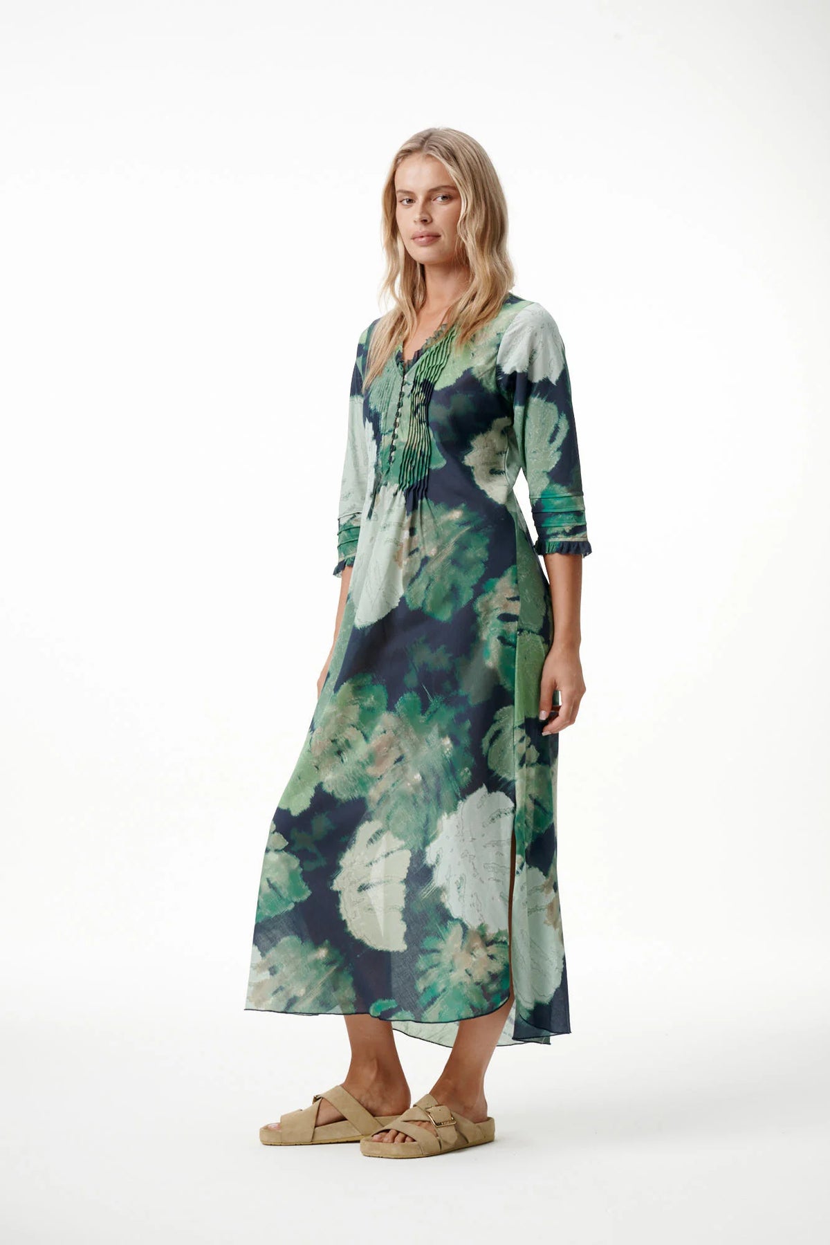 One Season Long Poppy Monstera Night - Cotton - Green  One Season Pisces Boutique