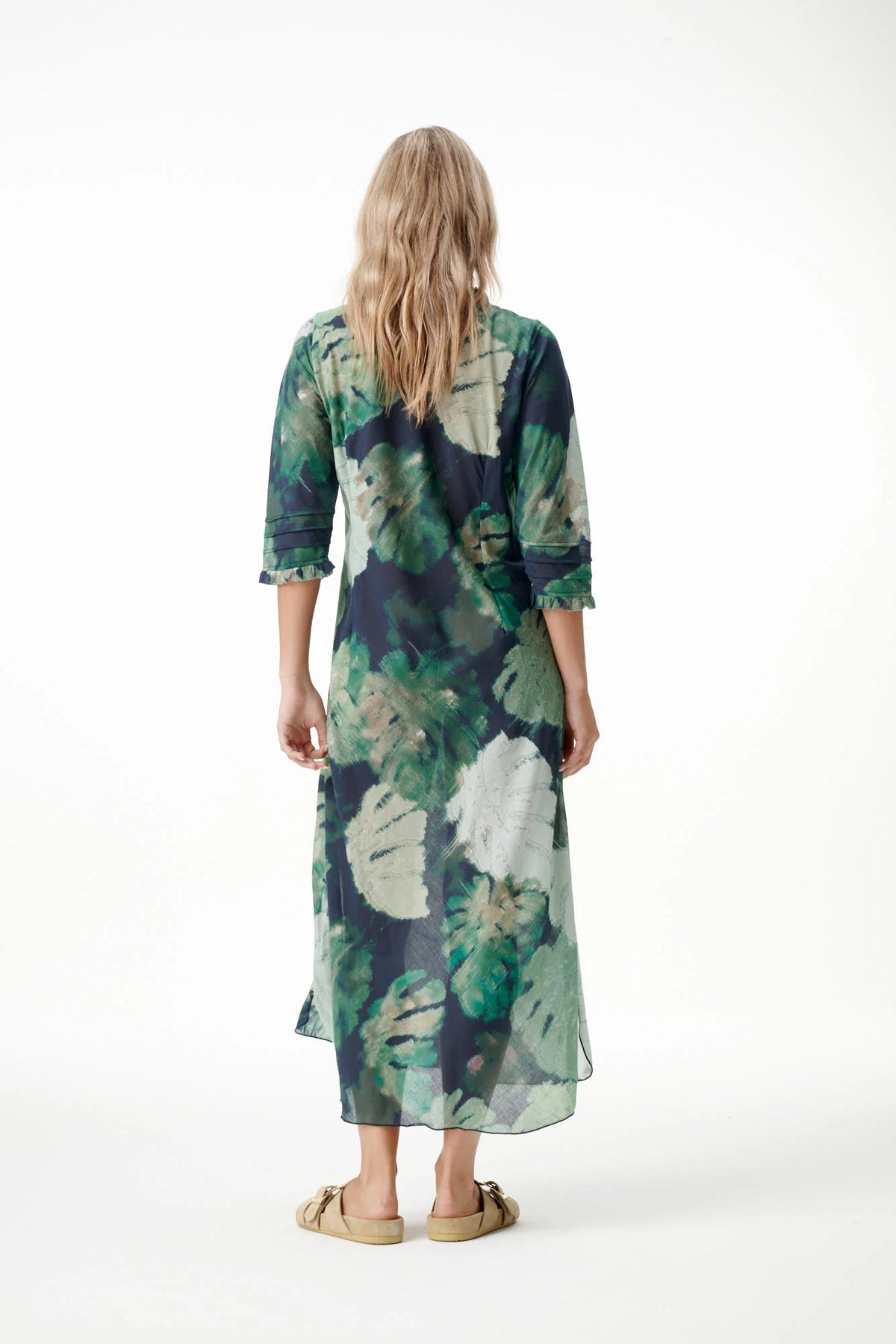 One Season Long Poppy Monstera Night - Cotton - Green  One Season Pisces Boutique