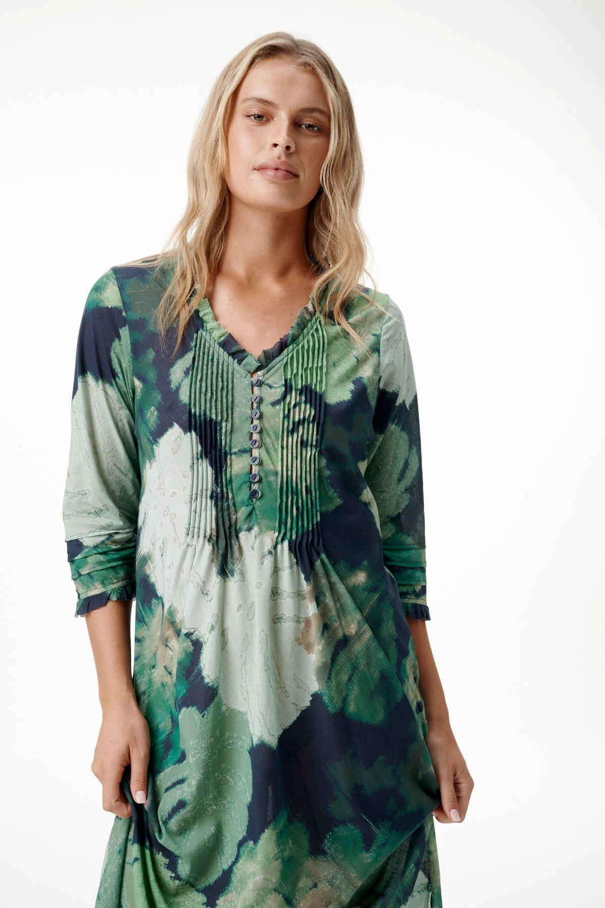 One Season Long Poppy Monstera Night - Cotton - Green  One Season Pisces Boutique