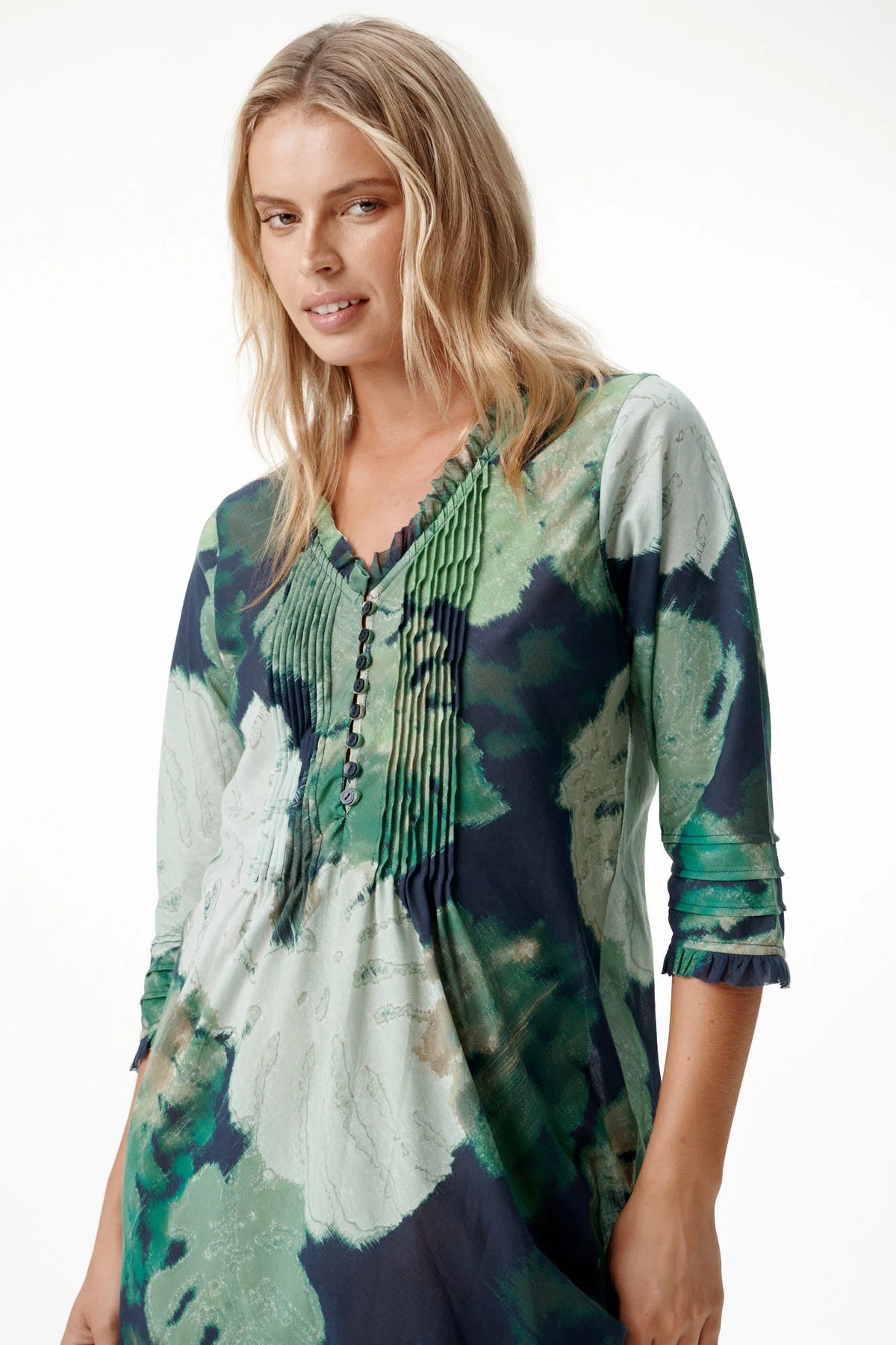 One Season Long Poppy Monstera Night - Cotton - Green  One Season Pisces Boutique