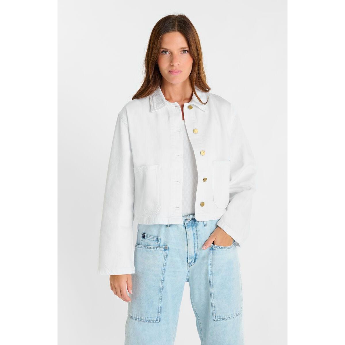 Le Temps Des Cerises Askel Denim Jacket - White  Le Temps Pisces Boutique