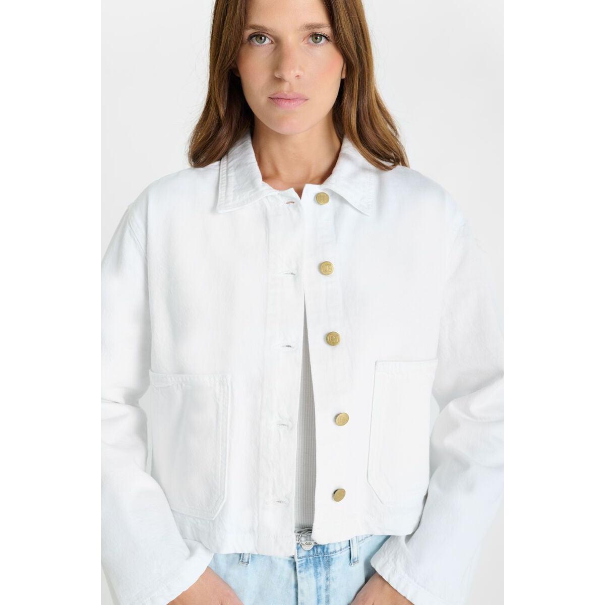 Le Temps Des Cerises Askel Denim Jacket - White  Le Temps Pisces Boutique