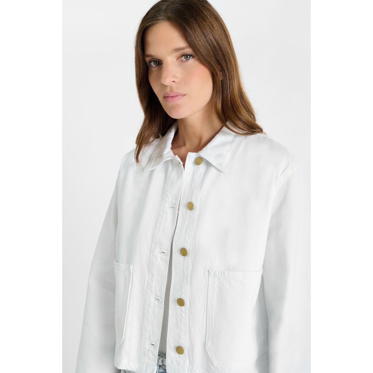 Le Temps Des Cerises Askel Denim Jacket - White  Le Temps Pisces Boutique
