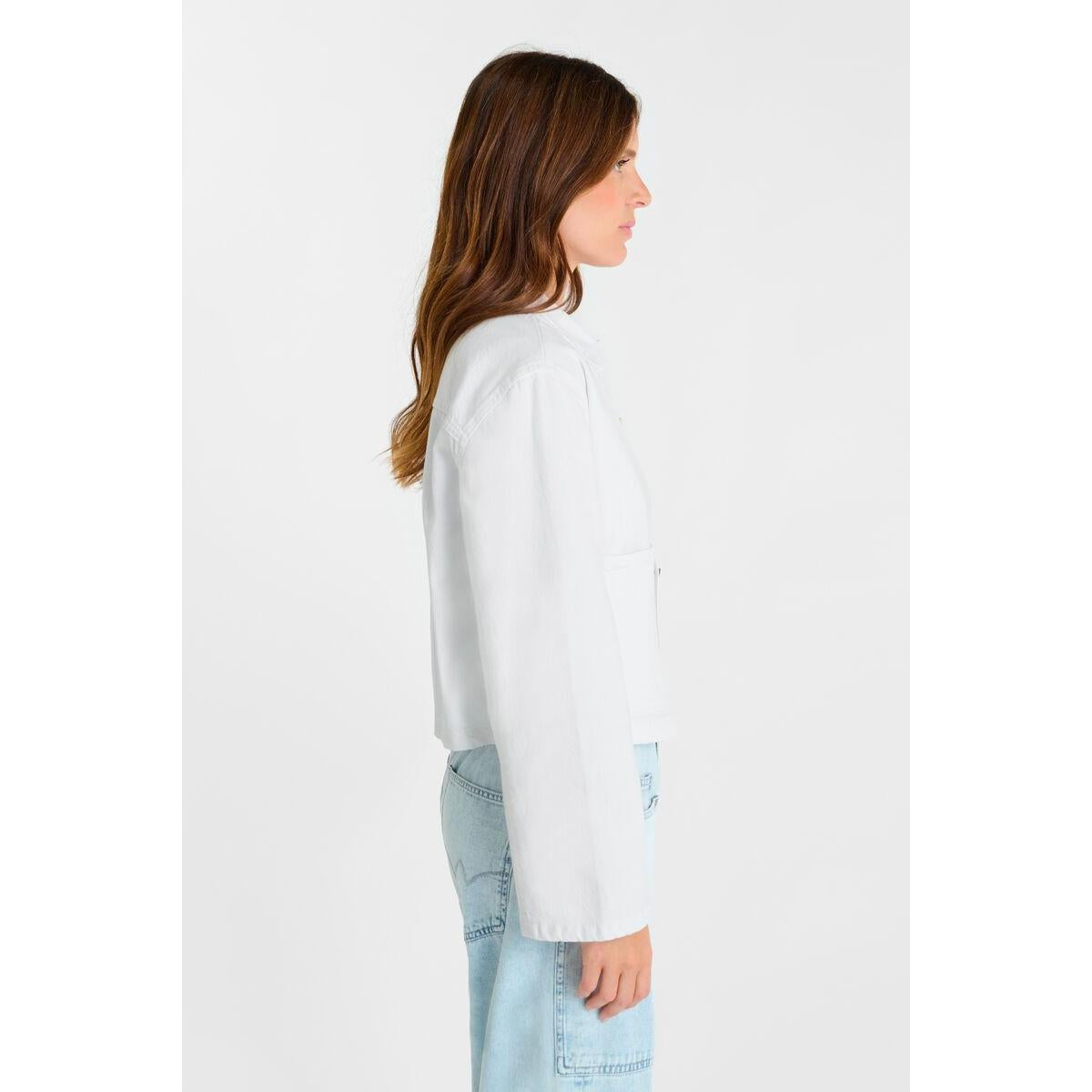 Le Temps Des Cerises Askel Denim Jacket - White  Le Temps Pisces Boutique