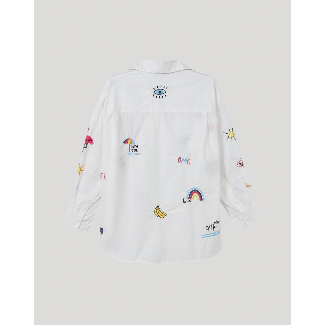 ME 369 Madison Oversized Embroidery Shirt - White
