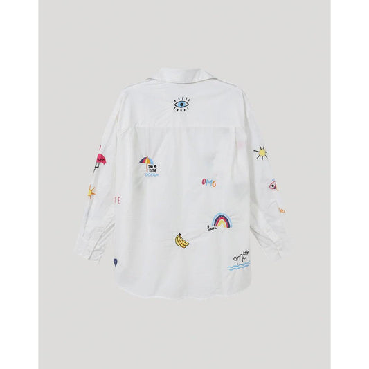 ME 369 Madison Oversized Embroidery Shirt - White