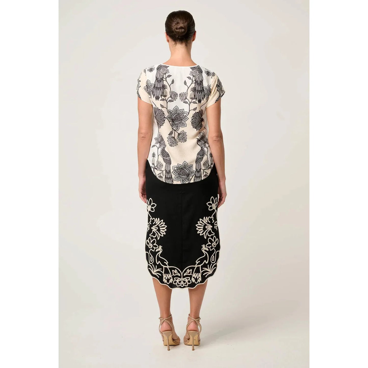 Once Was Avis Dobby Print Top - Imperial Stone