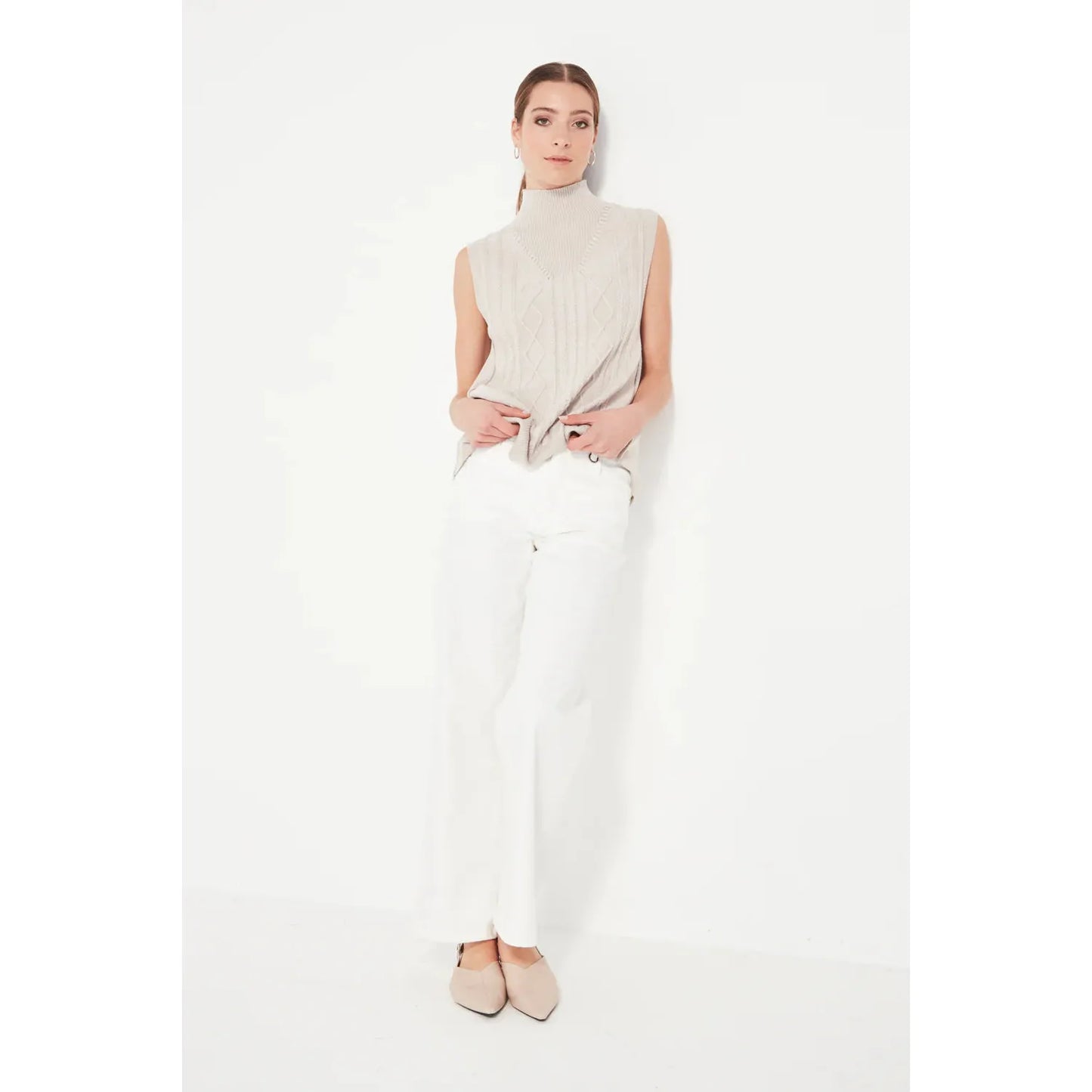 Verge Cherish Vest - Chalk Marle  Verge Pisces Boutique