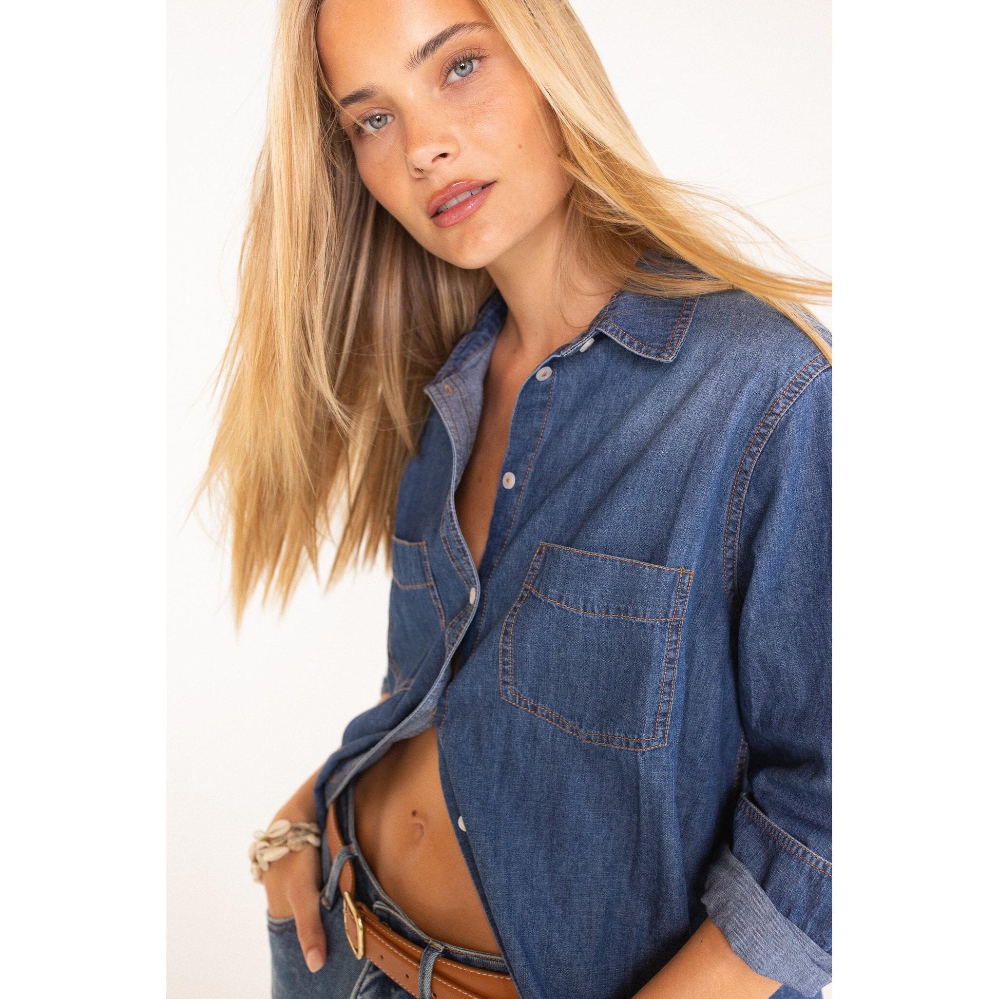 Hut Clothing Denim Shirt - Dark Wash  Hut Clothing Pisces Boutique