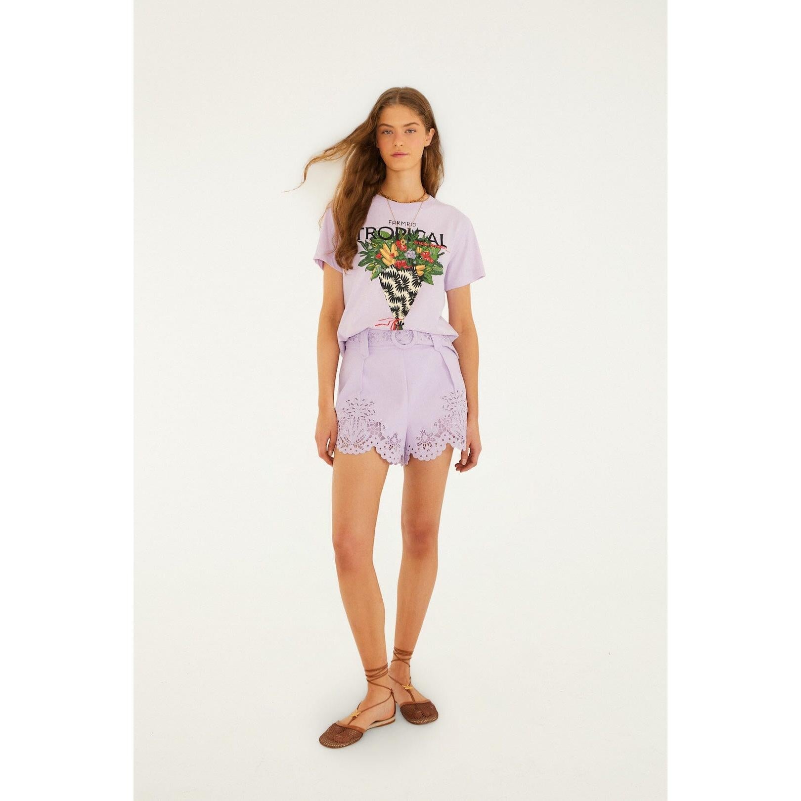 Farm Rio Tropical Bouquet T Shirt - Lilac  Farm Rio Pisces Boutique