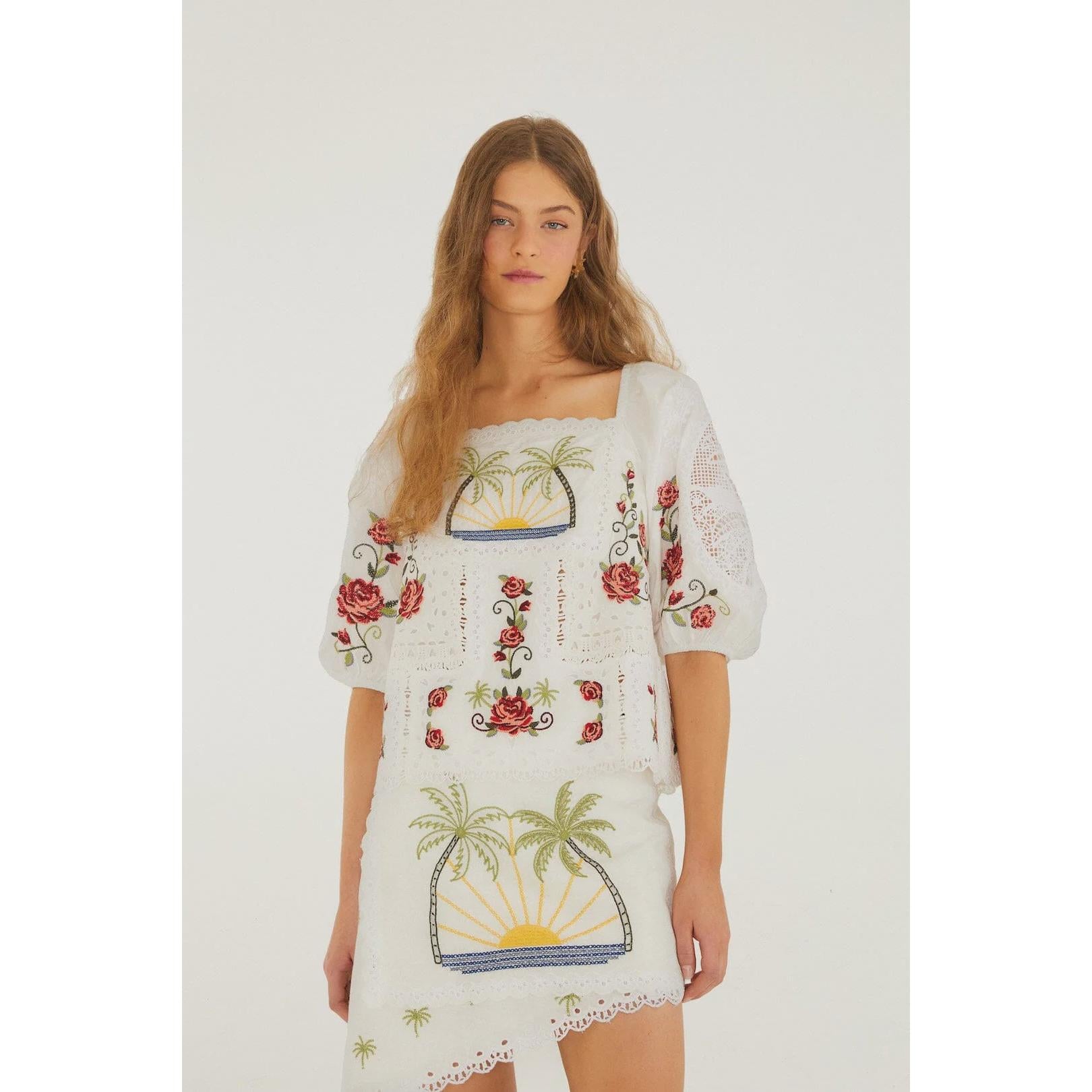 Farm Rio Tropi Scarf Top - White  Farm Rio Pisces Boutique