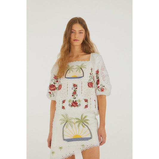 Farm Rio Tropi Scarf Top - White  Farm Rio Pisces Boutique