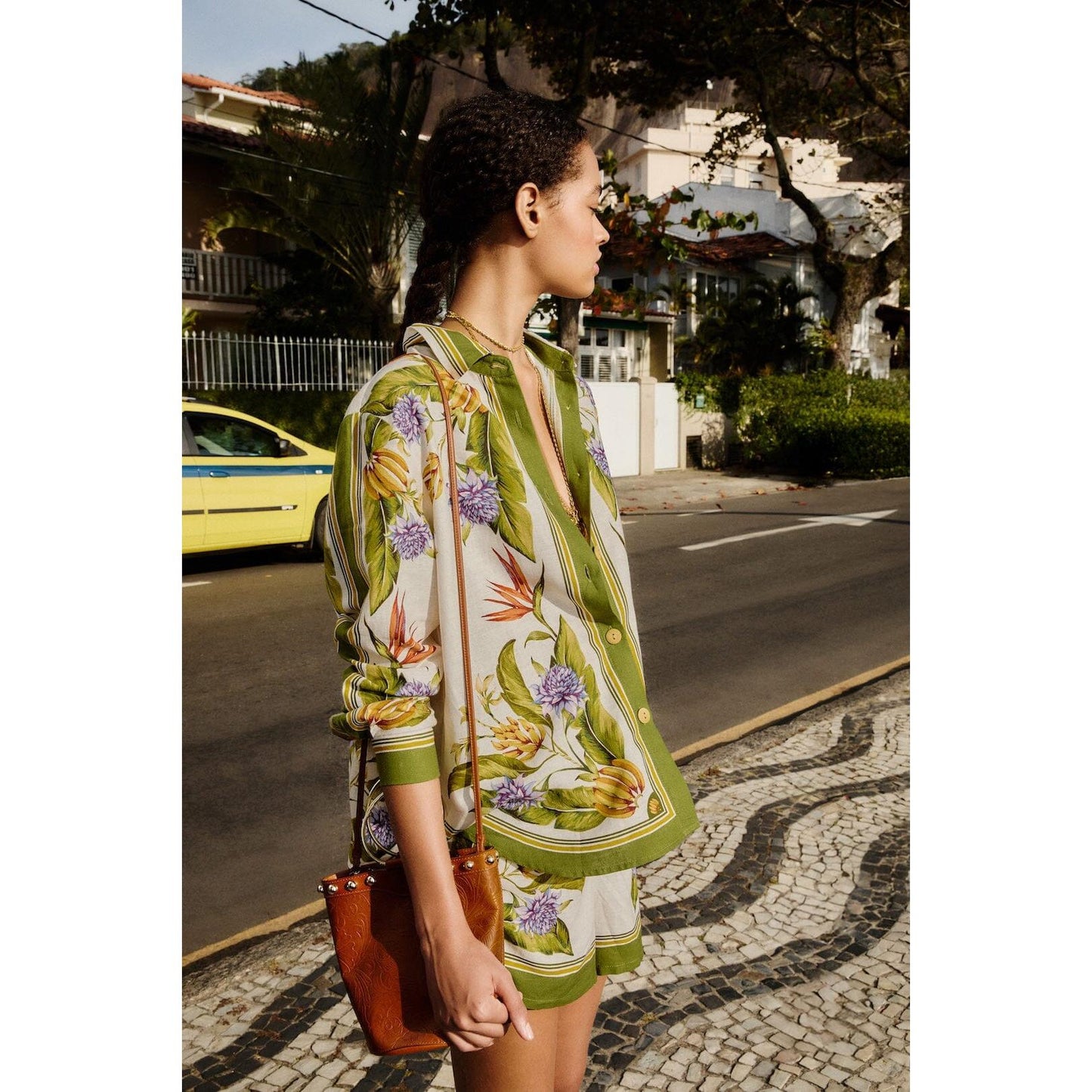 Farm Rio Tropical Scarf Shirt - Sand  Farm Rio Pisces Boutique