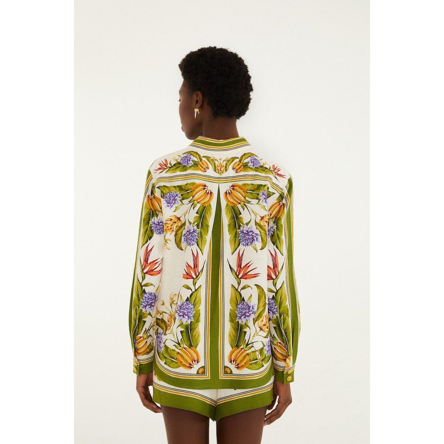 Farm Rio Tropical Scarf Shirt - Sand  Farm Rio Pisces Boutique