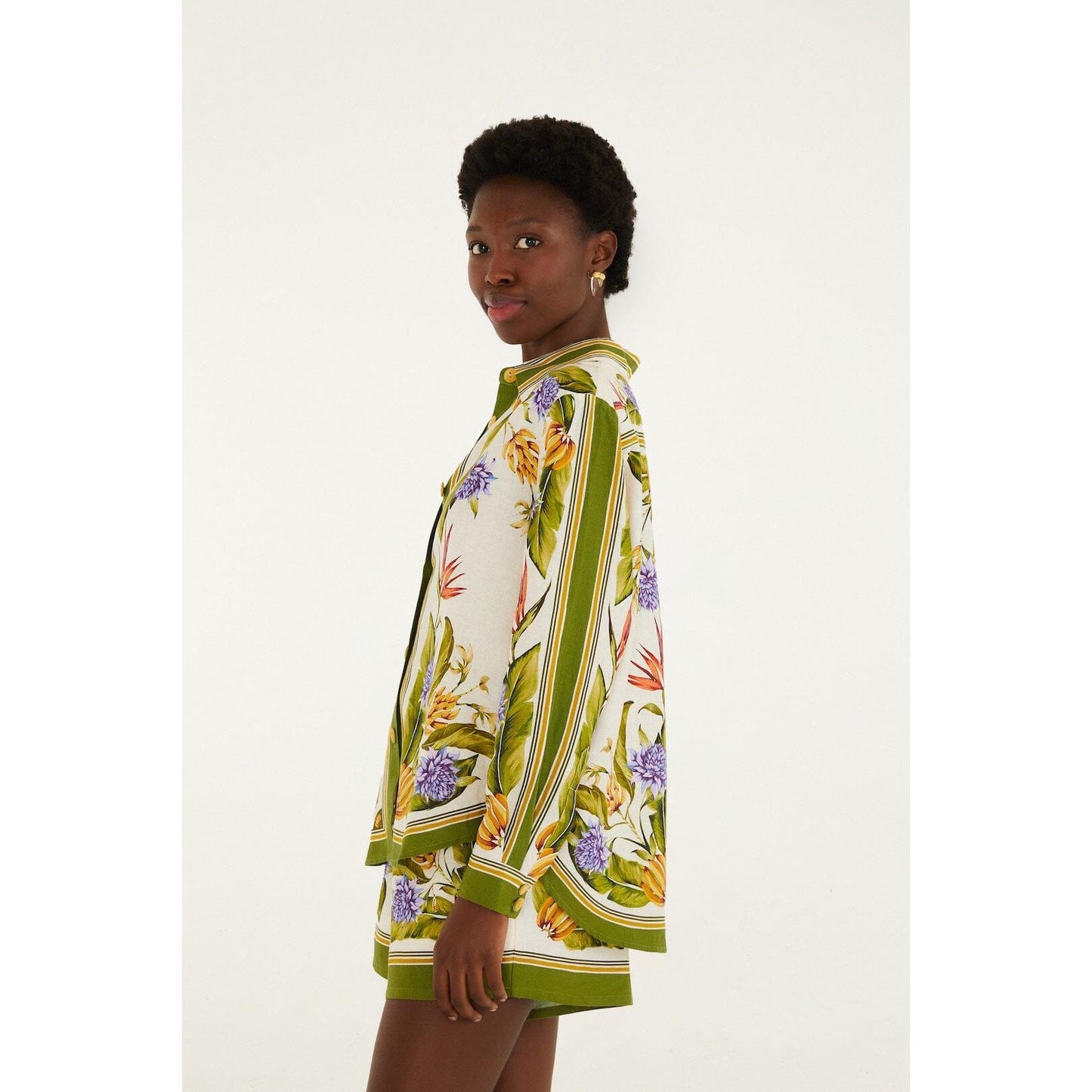 Farm Rio Tropical Scarf Shirt - Sand  Farm Rio Pisces Boutique