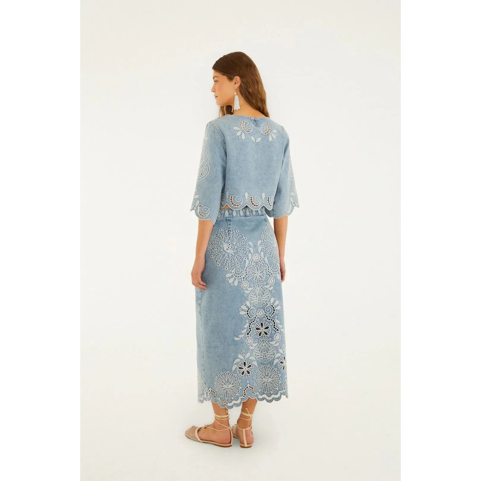Farm Rio Richelieux Midi Skirt - Denim  Farm Rio Pisces Boutique