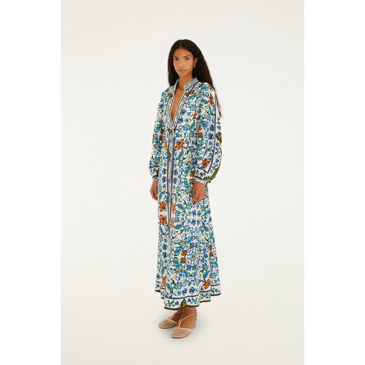 Farm Rio Flora Tile Maxi Dress - Off White  Farm Rio Pisces Boutique