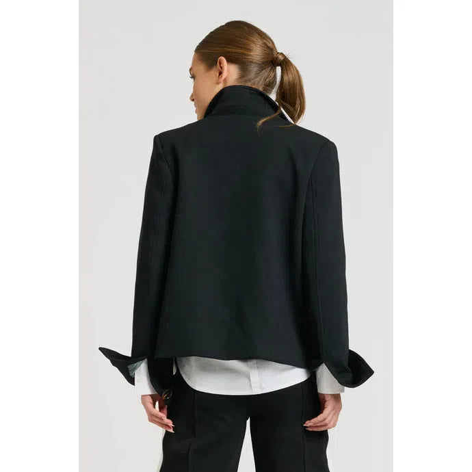 Shirty Hemming Scuba Jacket - Black