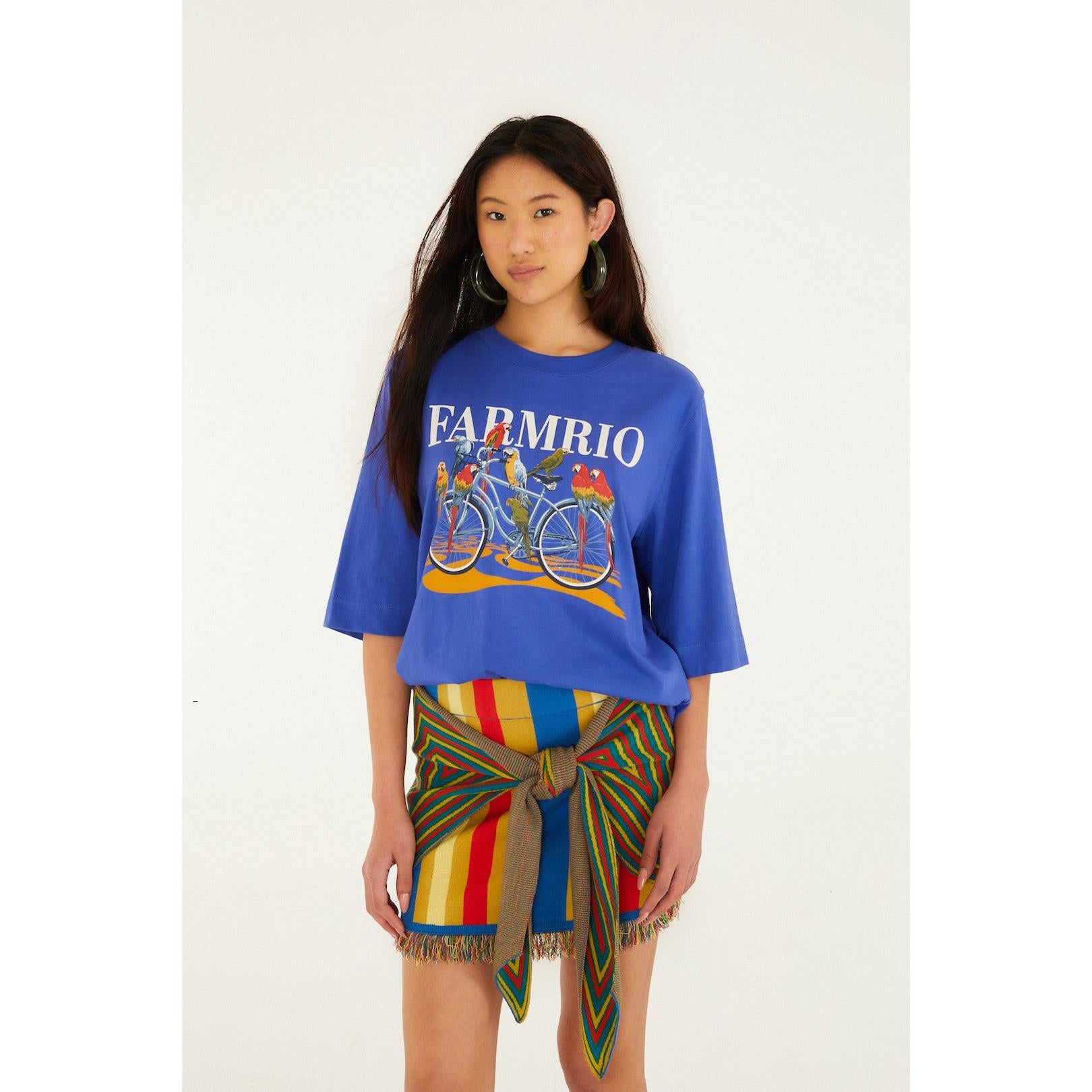 Farm Rio Bike Birds Box T Shirt - Blue  Farm Rio Pisces Boutique