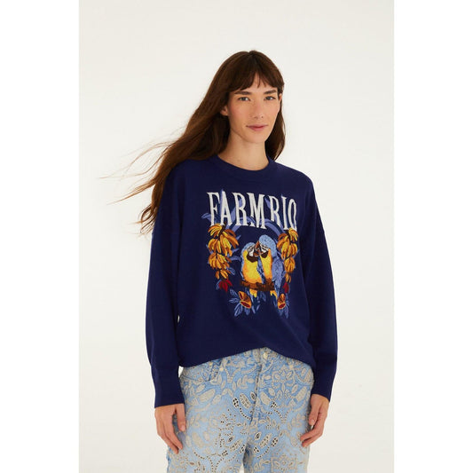 Farm Rio Love Birds Embroidery Sweater - Blue  Farm Rio Pisces Boutique