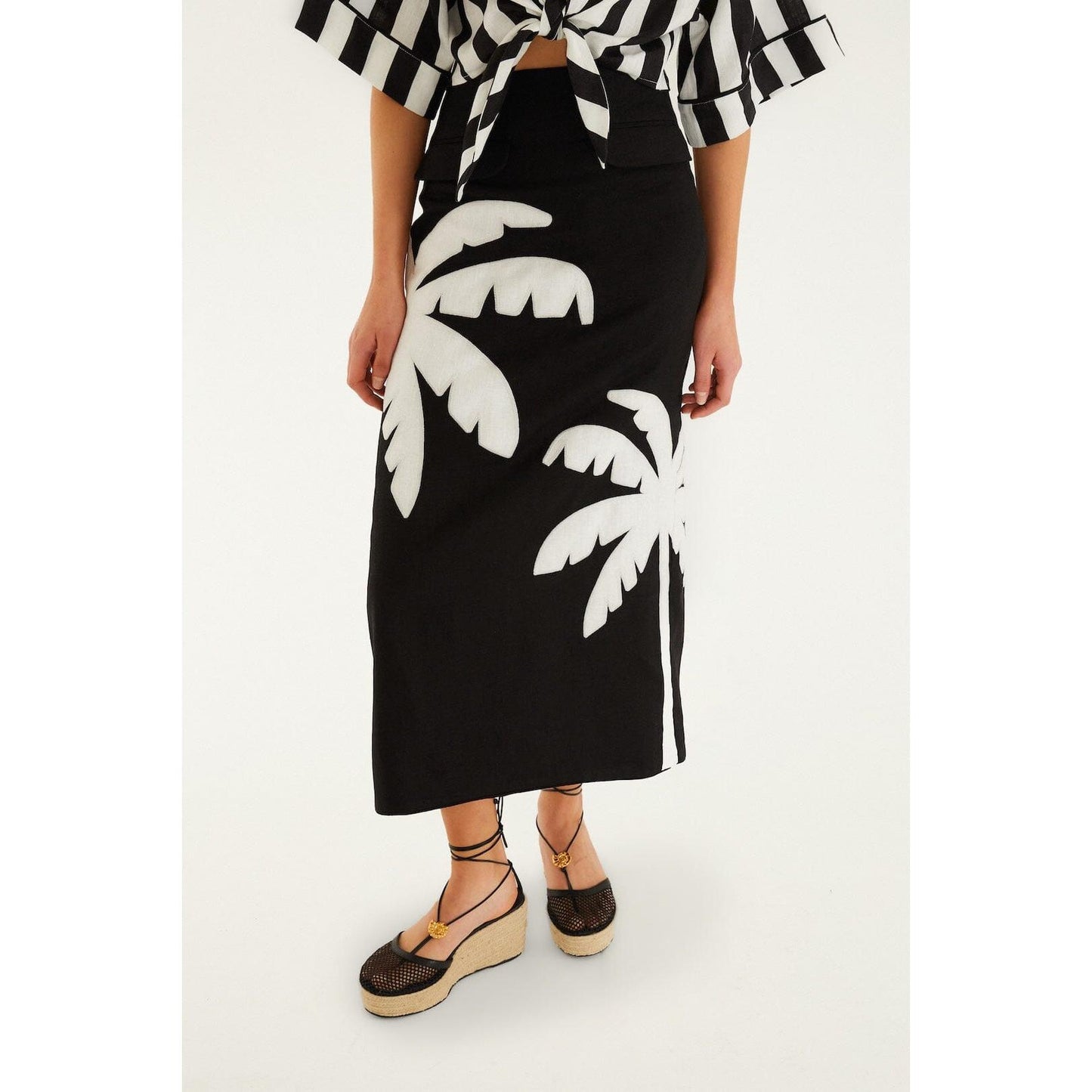 Farm Rio Palm Tree Maxi Skirt Embroided - Black  Farm Rio Pisces Boutique
