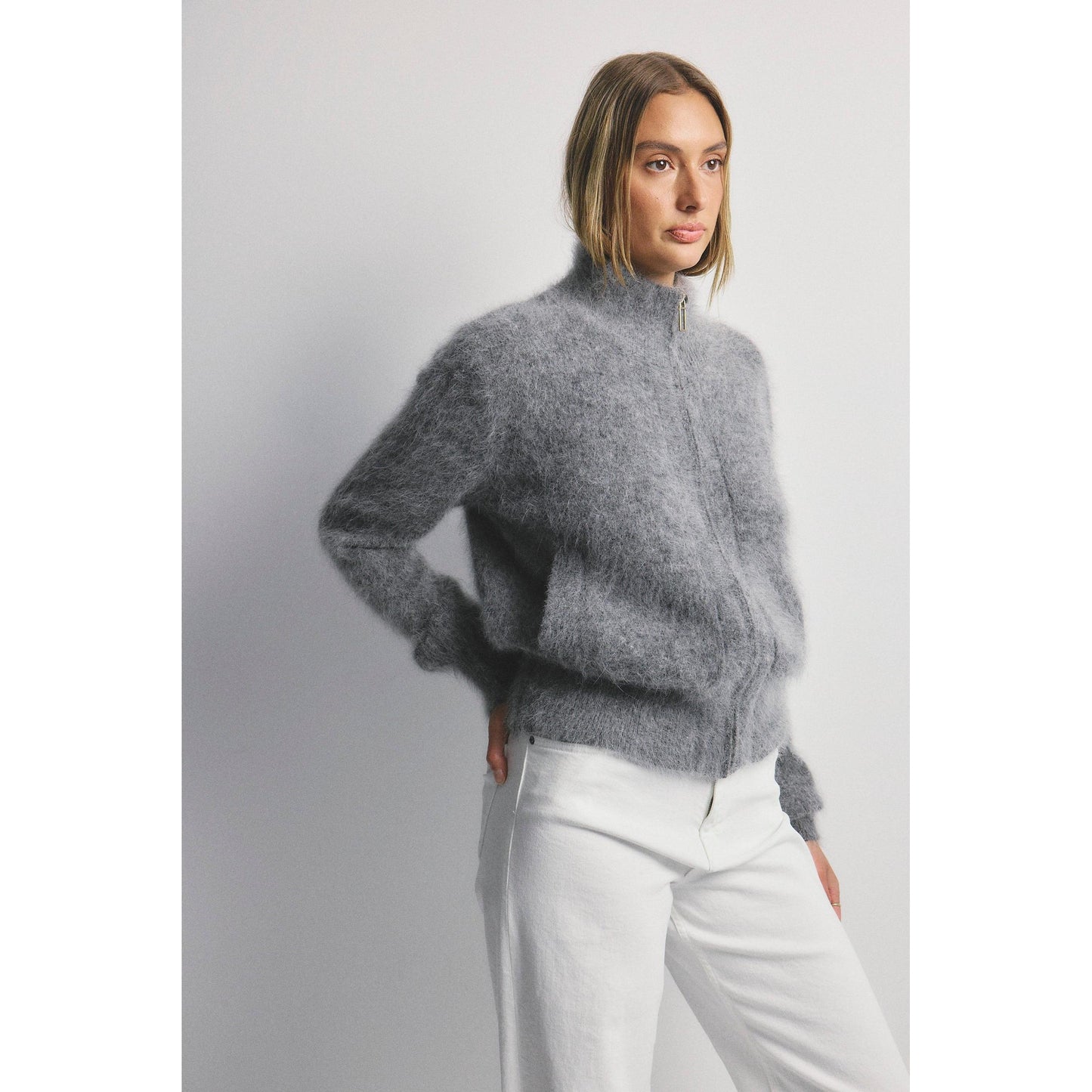 World Of Nomads Felix Zip Cashmere Bomber - Charcoal  World Of Nomads Pisces Boutique