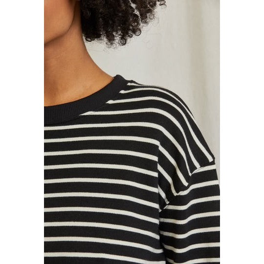 Perfect White Tee Tyler Sweatshirt - Black / Natural Stripe